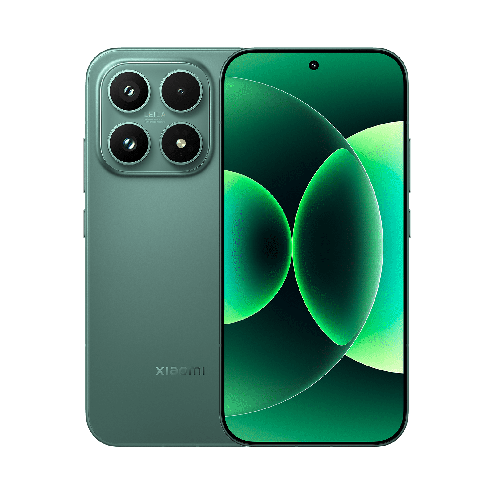 Xiaomi 17 in Grün – Vorder- und Rückseite